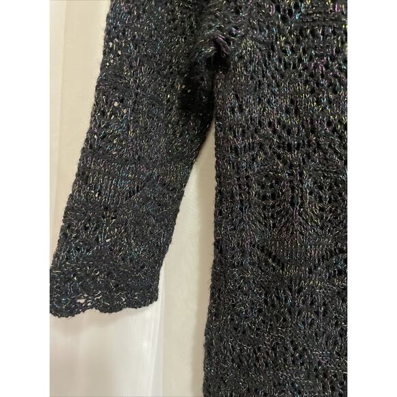 Cat & Jack‎ Girls Sparkly Black Multicolor Knit Holiday Sweater Dress Sz L 10/12 - Picture 5 of 7